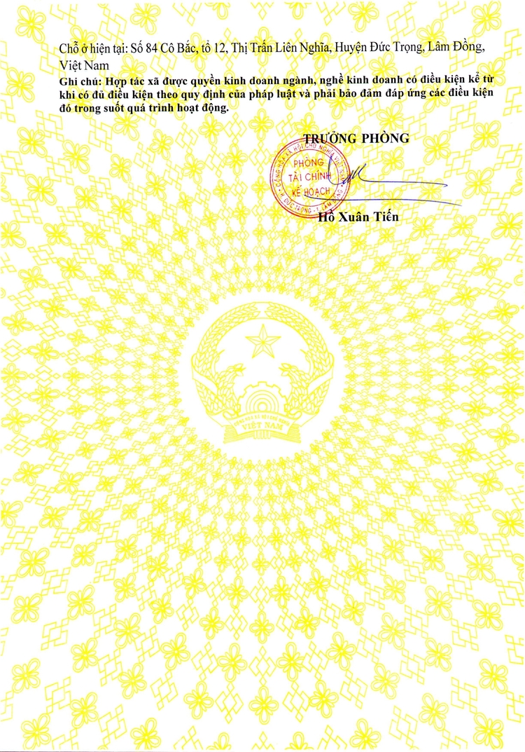 Giấy chứng nhận đăng ký HTX 
