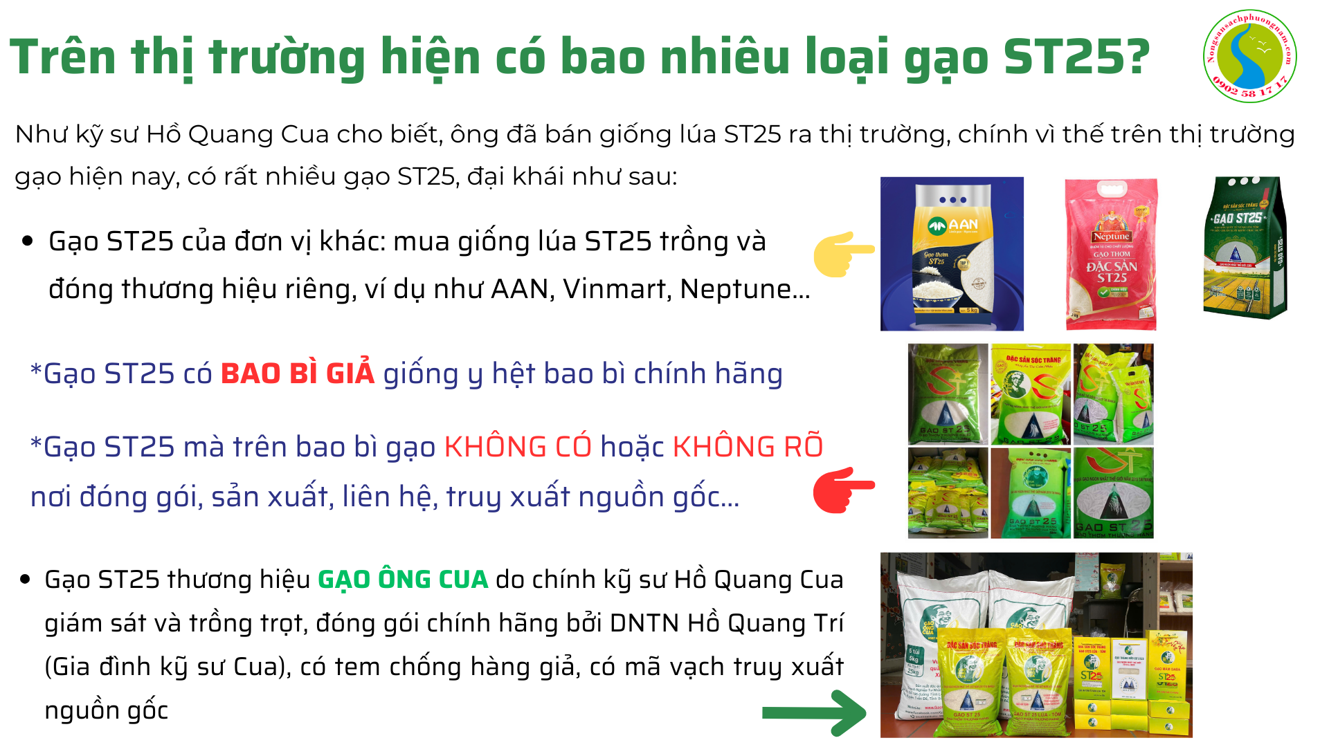 Các loại gạo ST25 trên thị trường hiện nay
