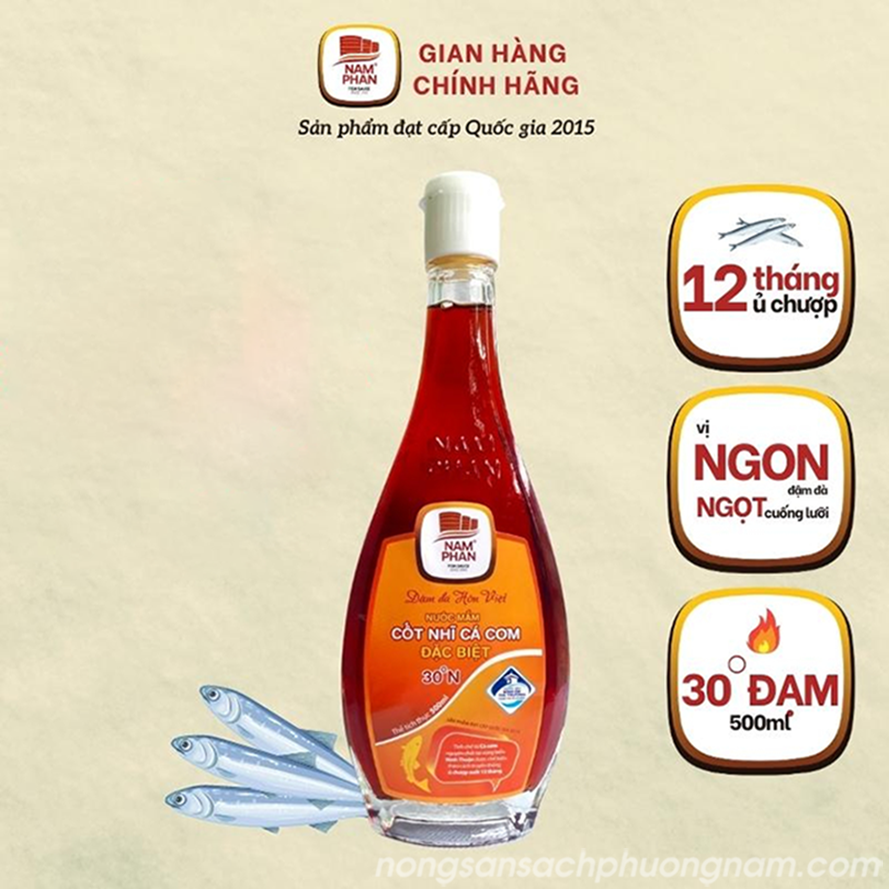 Nước mắm cá cơm Nam Phan - 30 độ đạm - 500ml